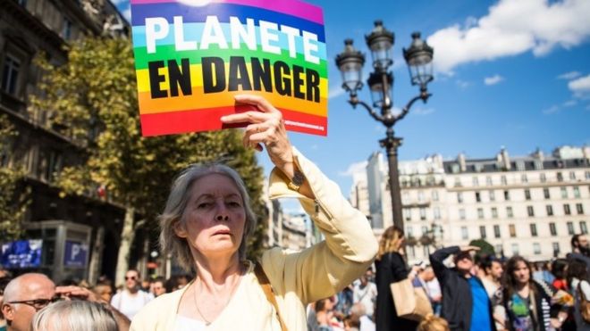 Демонстрация действий против изменения климата в Париже, 8 сентября