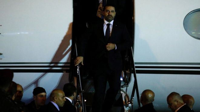 Saad Hariri arrives at Beirut's international airport, Lebanon, November 21, 2017