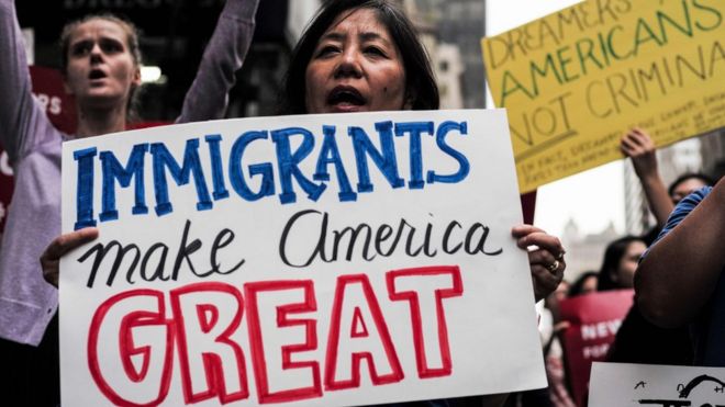 Protesters near the Trump Tower in New York