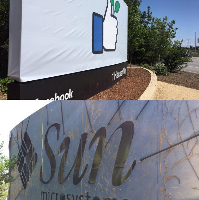 Баннер Facebook и логотип Sun Microsystems