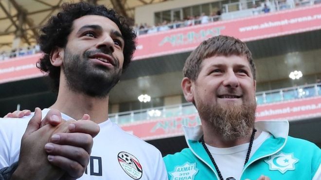 Mo Salah is pictured with Chechnyan leader Ramzan Kadyrov