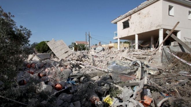 Police say the destroyed house in Alcanar is a focal point of the investigation