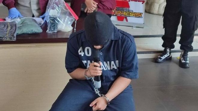 Polrestabes Semarang konferensi pers tersangka pembunuhan anak Pj Gubernur Papua Pegunungan, Senin (22/5/2023)