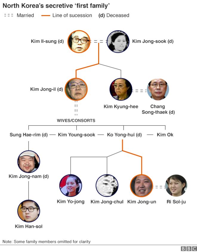 Северокорейское генеалогическое древо, на котором Ким Чен Нам изображен как сын Ким Чен Ира и Сунг Хе Рим