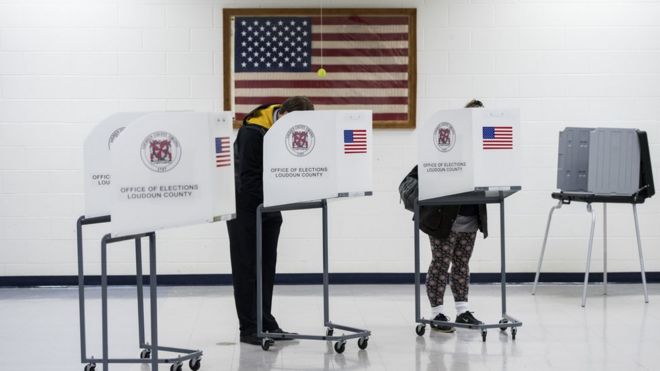 Voters in Leesburg, Virginia, on 6 November 2018