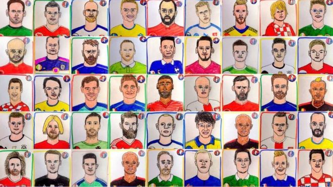 Desenhos do casal sobre a Eurocopa 2016