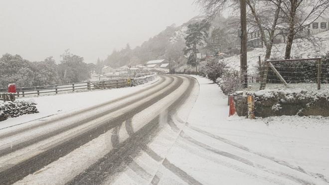 A5 в Capel Curig под снежным покрывалом