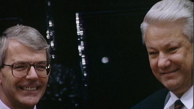 Джон Мейджор и Борис Ельцин в 1992 году