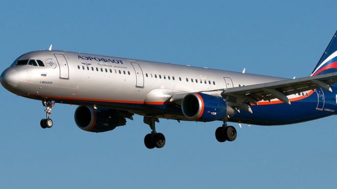 Airbus plane belonging to Russian airline Aeroflot