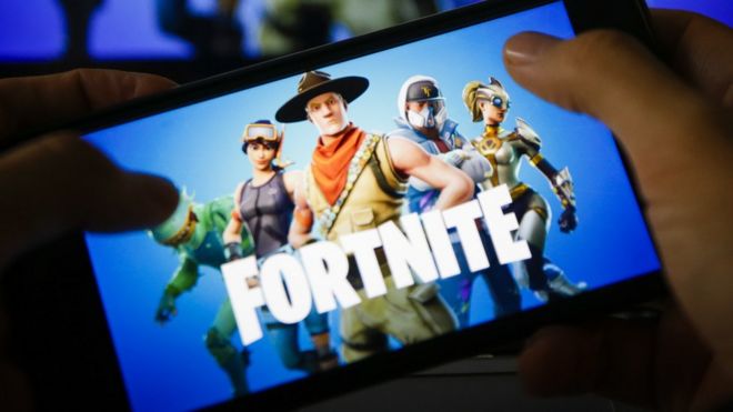 Fortnite being played on a mobile phone