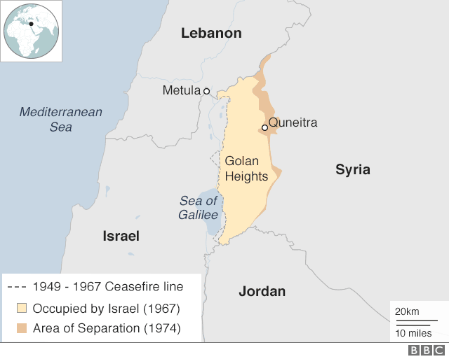 Карта Би-би-си, показывающая Израиль и Ливан