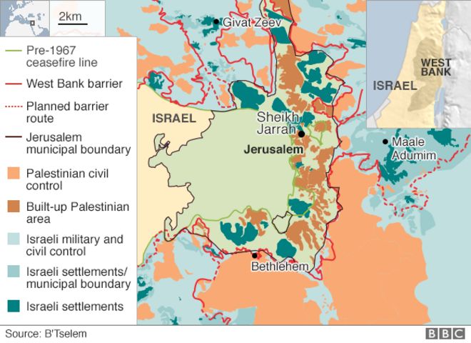 Карта Восточного Иерусалима