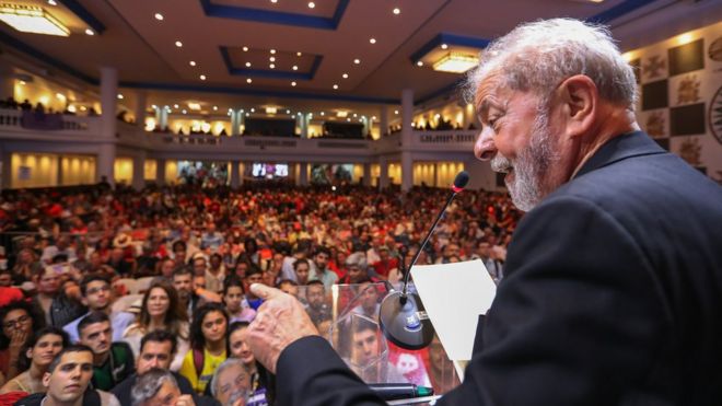 O ex-presidente Lula no 7º Congresso do PT, em 22/11/2019