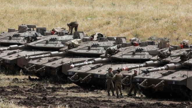Израильские танки на оккупированных Голанских высотах (май 2018 года)