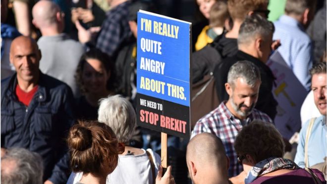 Протестующие в Лондоне на марше с требованием народного голосования против Brexit