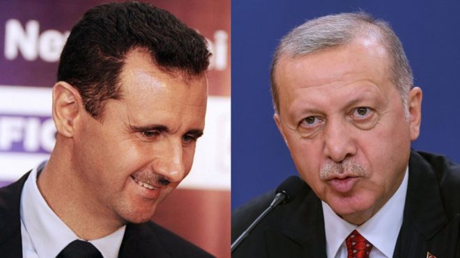 صورة تجمع الرئيس السوري بشار الأسد والرئيس التركي رجب طيب أردوغان