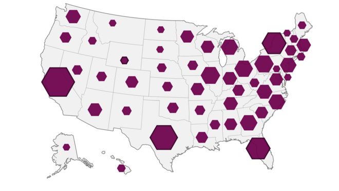 Imagen de Estados Unidos con votos de colegio electoral por cada Estado