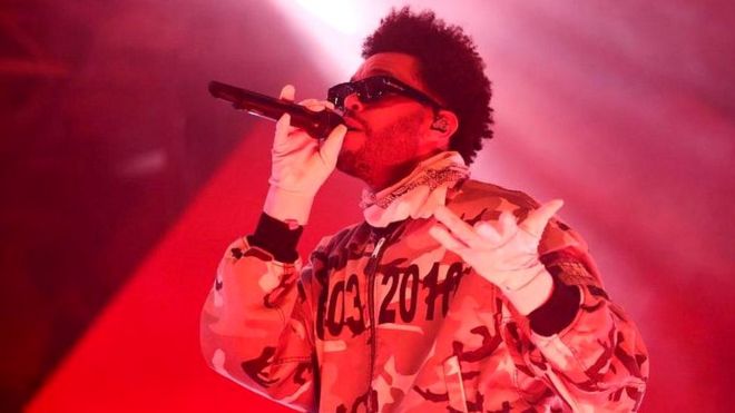 Abel Tesfaye, formally known as 'The Weeknd' performing on stage