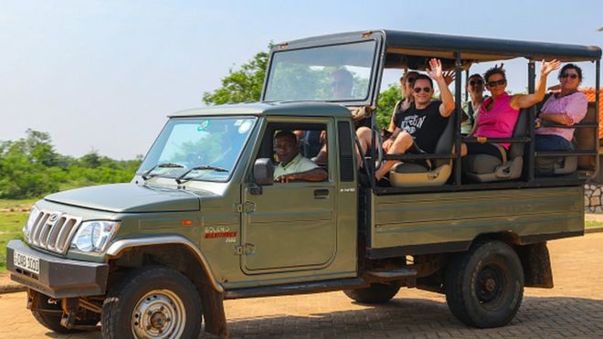 foreign tourists going on a jungle safari in Yala National Park on November 30, 2022.