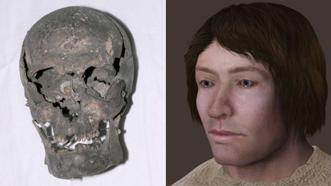 Skull of Leasowe man and reconstructed image