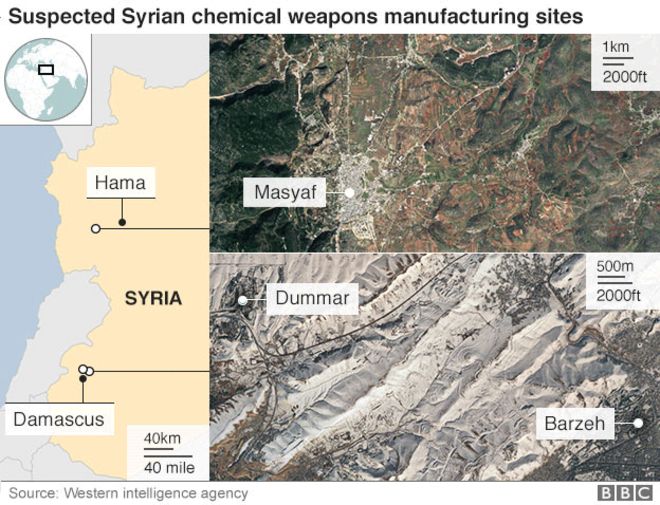 Подозреваемые сирийские объекты по производству химического оружия