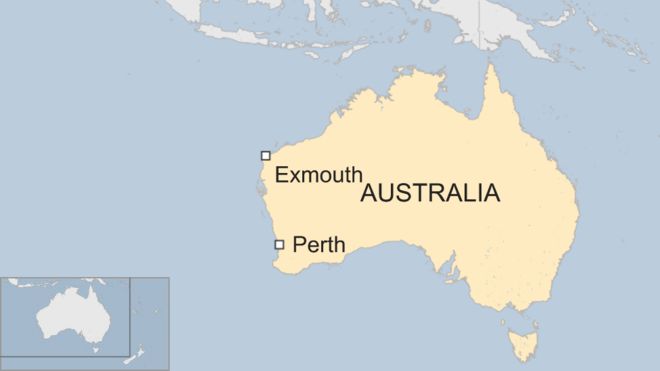 Карта с указанием местонахождения Эксмута в Австралии