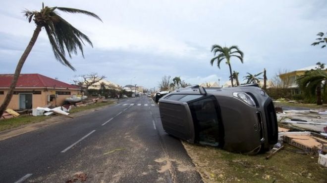 Destrozos en la isla de San Martín.