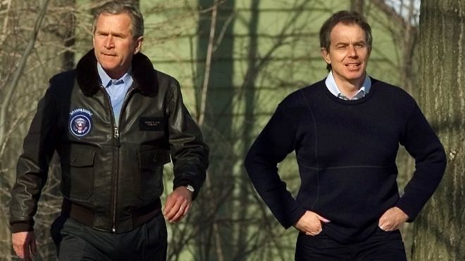Джордж Буш и Тони Блэр в 2001 году