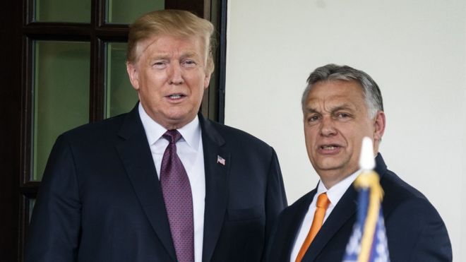 Виктор Орбан с президентом Трампом 13 мая