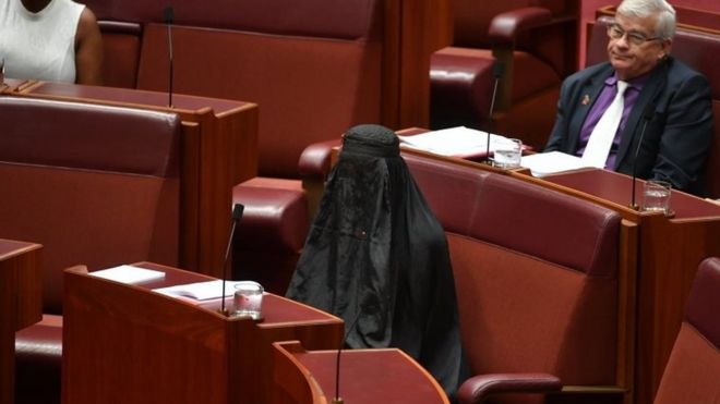 زعيمة حزب يميني ترتدي البرقع في مجلس الشيوخ الأسترالي _97414575_4a3eba46-94e1-449c-b69c-9d36c7da7605