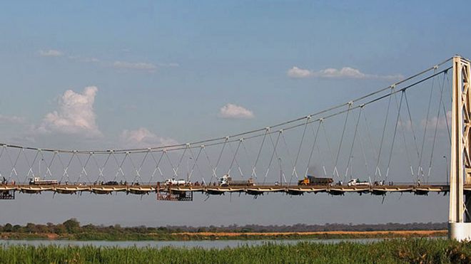 A bridge over the Zambezi river in Tete , Mozambique
