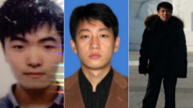 Kim Il, Park Jin Hyok, and Jon Chang Hyok in a three-part composite