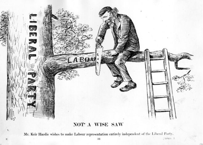 Карикатура 1893 года, когда Кейр Харди создал Независимую лейбористскую партию, Фрэнсис Каррутерс Гулд