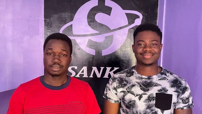 Dramane Kiendrebeogo et Jules Kadher Kabore, fondateurs de la start-up burkinabè Sank Business