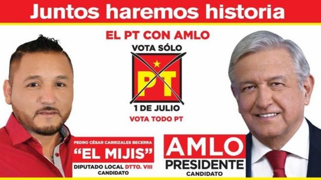 Un afiche de campaña