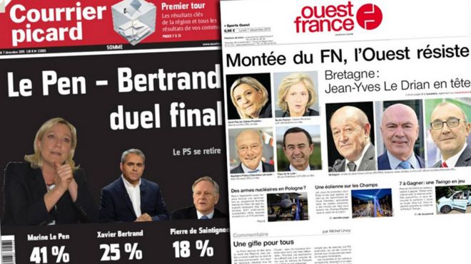 Передние обложки французских газет Liberation и Le Figaro