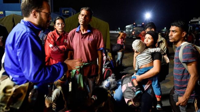 Migrantes venezolanos en la frontera entre Perú y Ecuador