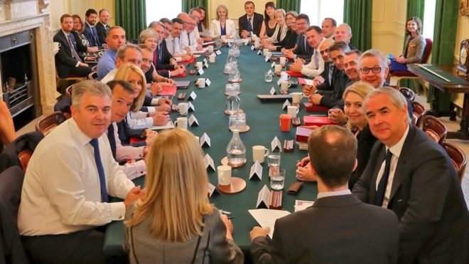 theresa may's new-look cabinet meets amid brexit turmoil - bbc news