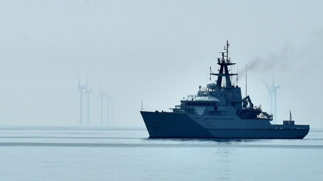 HMS Severn, an offshore patrol vessel, is the type of vessel ready for deployment in January 2021