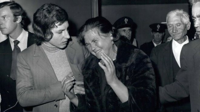 Maria Minichiello cries outside court in 1971