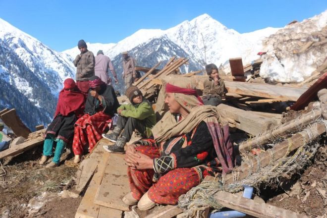 Villagers in Surgun in the Neelum Valley