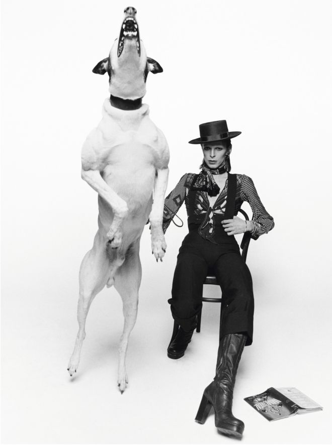 Дэвид Боуи изображен для своего альбома 1974 года Diamond Dogs