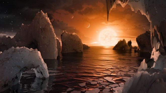 Ilustração de planetas da TRAPPIST-1