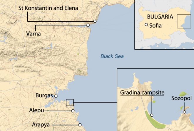 Карта Черноморского побережья Болгарии