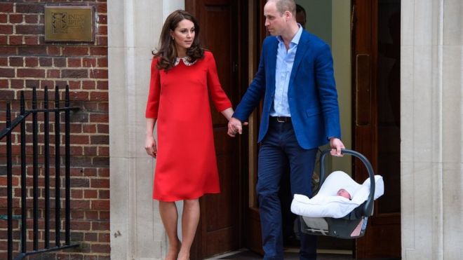 Герцог и герцогиня Кембриджские выписываются из больницы со своим новорожденным сыном в 2018 году.