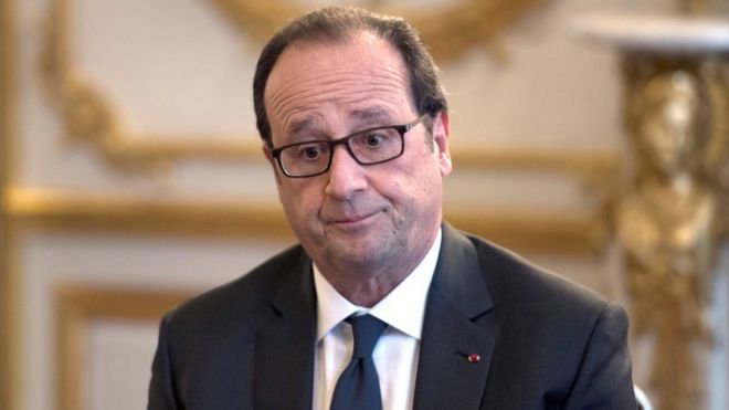 Francois Hollande at Elysee Palace on October 14, 2016