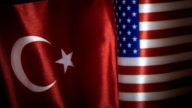 Турецкий и американский флаги