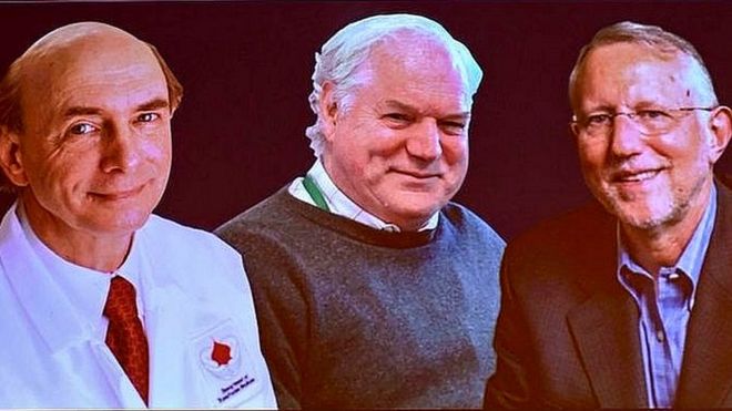 Foto de los 3 científicos ganadores del premio Noble de Medicina