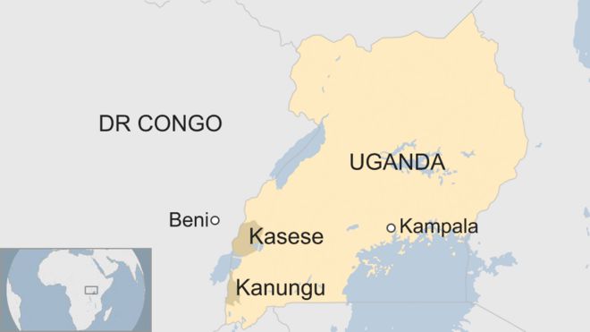 Карта границы Уганды с ДР Конго