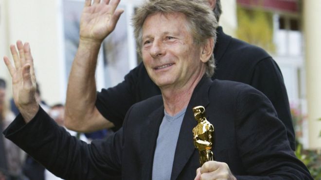 Роман Полански с его Оскаром в 2003 году